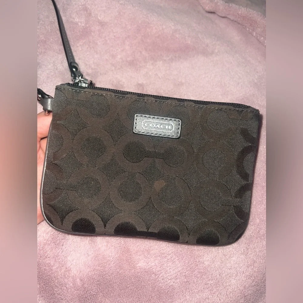 Coach brown wristlet wallet small wristlet coach brand wallet pouch wristlet - Picture 1 of 8